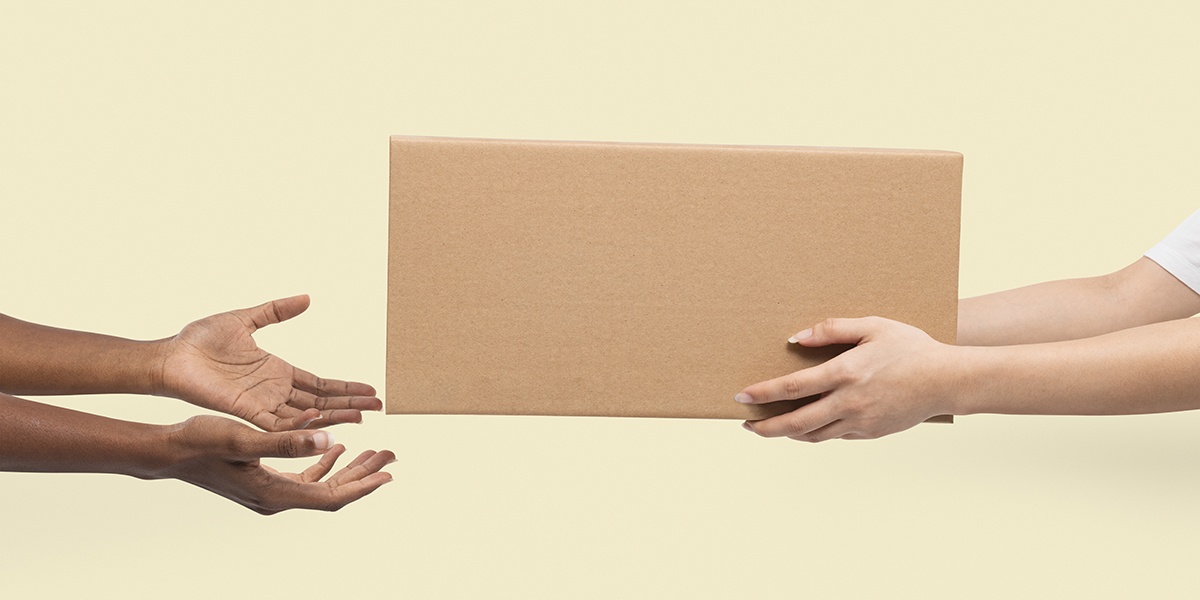 Paper box packaging for delivery concept